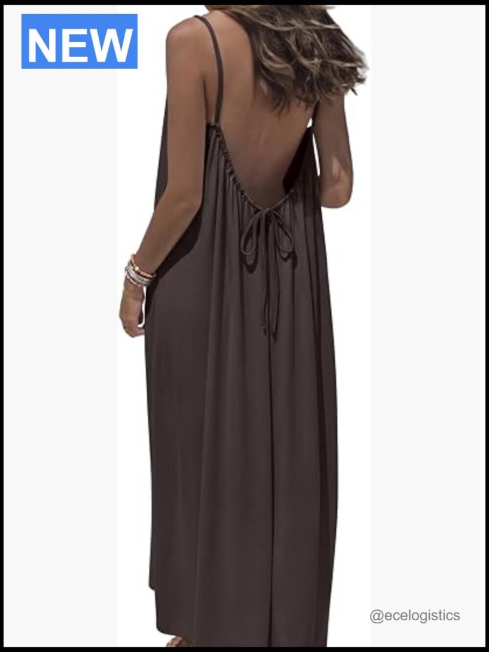 Backless Cami Maxi Sundress Spaghetti Strap Beach Vacation Dress Swimsuit